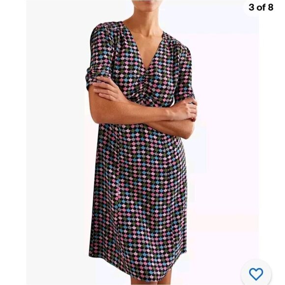 BODEN | Jemima Puff Sleeve Dress French Navy W0621 US sz 6L - Picture 2 of 8